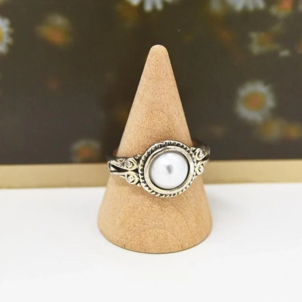 Faux Round Pearl Ring